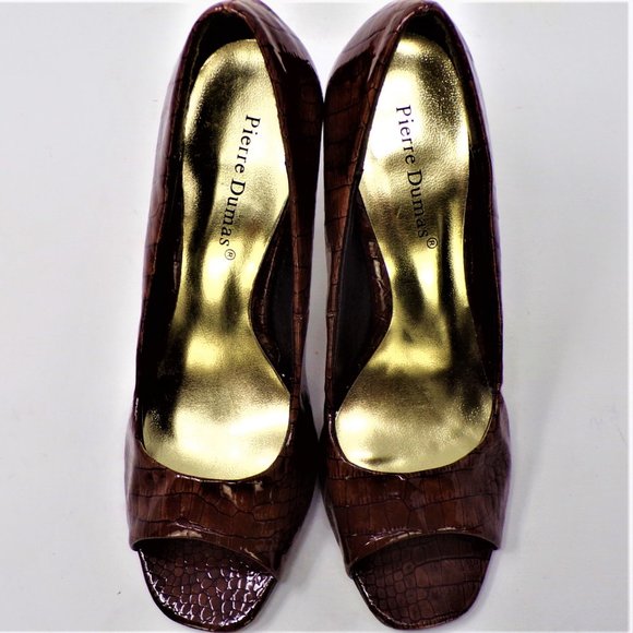 PIERRE DUMAS 7M brown ultra-high open-toe pumps - Picture 11 of 16